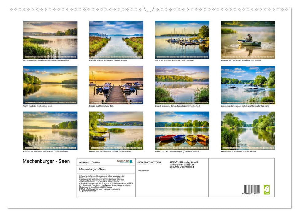 Meckenburger - Seen (CALVENDO Wandkalender 2027)