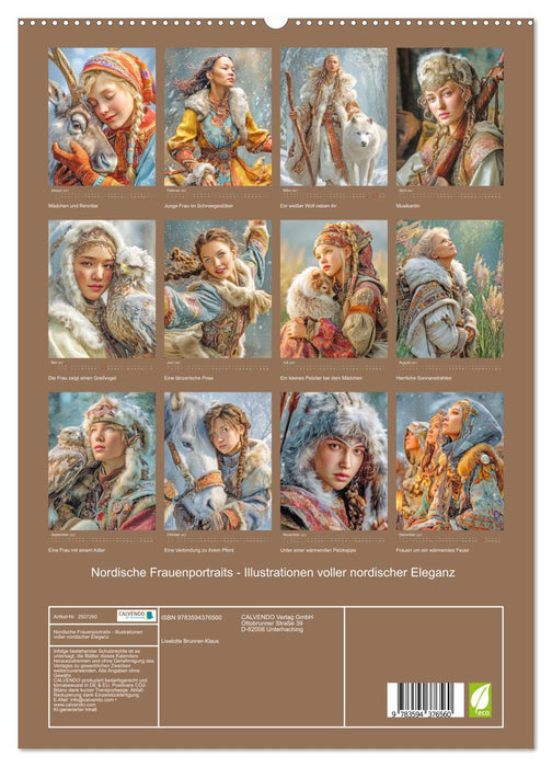 Nordische Frauenportraits - Illustrationen voller nordischer Eleganz (CALVENDO Premium Wandkalender 2027)