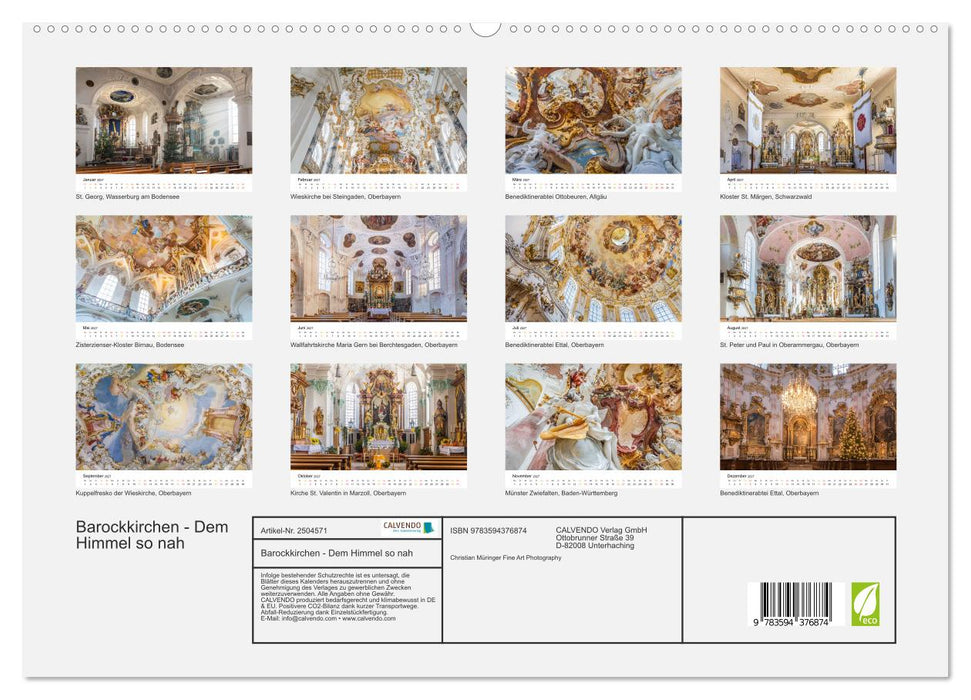 Barockkirchen - Dem Himmel so nah (CALVENDO Premium Wandkalender 2027)