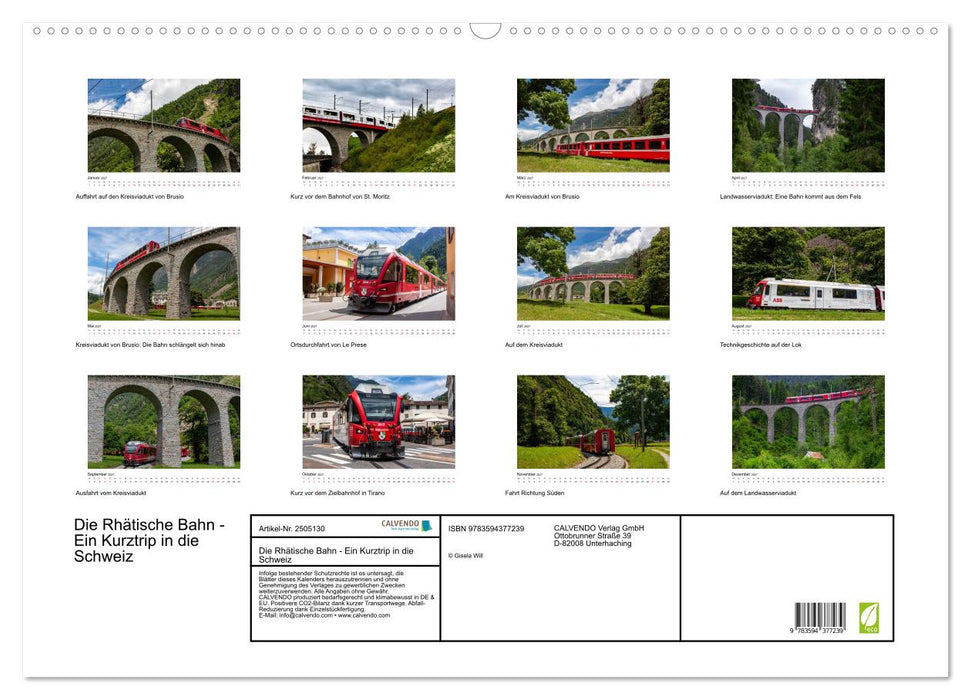 Die Rhätische Bahn - Ein Kurztrip in die Schweiz (CALVENDO Wandkalender 2027)