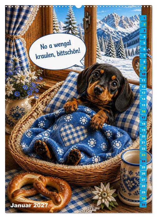 Dackelbaby- A bissl frech, ganz vui liab! (CALVENDO Premium Wandkalender 2027)