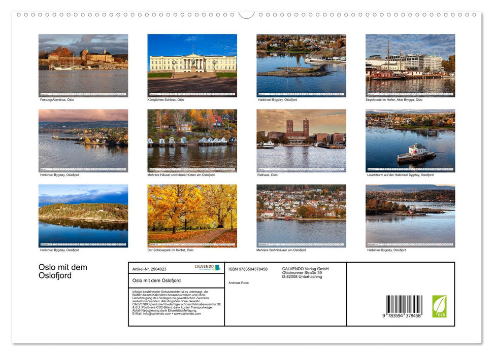 Oslo mit dem Oslofjord (CALVENDO Premium Wandkalender 2027)