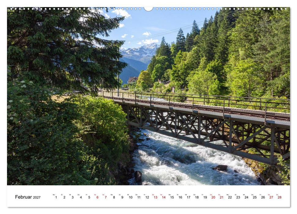 Kurztrip in die Schweiz - Weiße Gipfel, blaue Seen, rote Bahn (CALVENDO Wandkalender 2027)