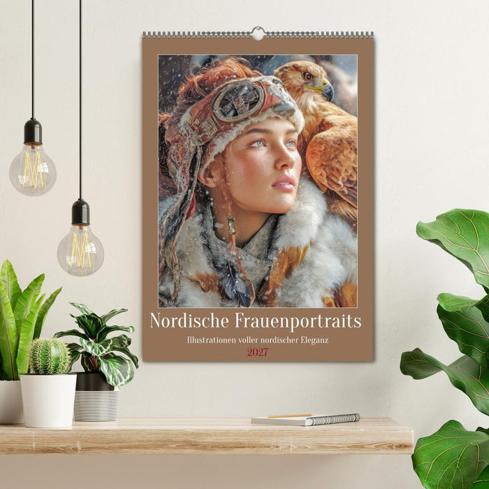 Nordische Frauenportraits - Illustrationen voller nordischer Eleganz (CALVENDO Wandkalender 2027)