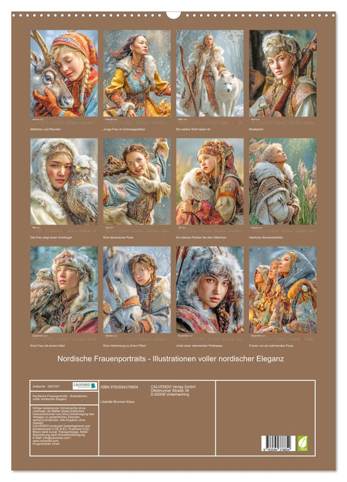 Nordische Frauenportraits - Illustrationen voller nordischer Eleganz (CALVENDO Wandkalender 2027)