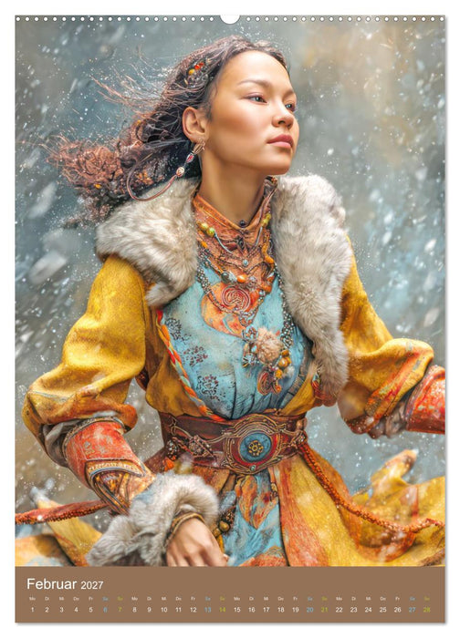 Nordische Frauenportraits - Illustrationen voller nordischer Eleganz (CALVENDO Wandkalender 2027)