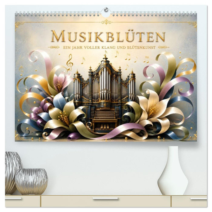 Musikblüten - 12 Monate voller Klang und Blütenkunst (CALVENDO Premium Wandkalender 2027)