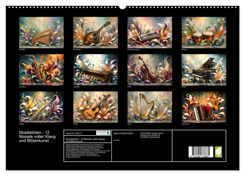 Musikblüten - 12 Monate voller Klang und Blütenkunst (CALVENDO Premium Wandkalender 2027)