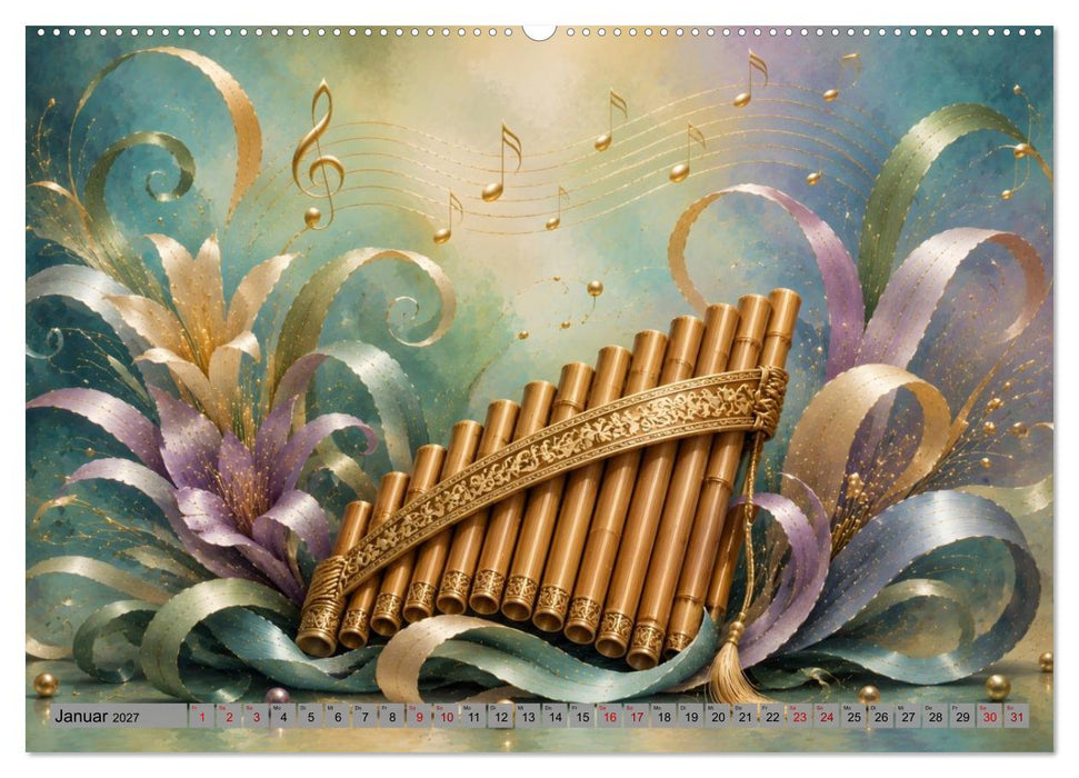 Musikblüten - 12 Monate voller Klang und Blütenkunst (CALVENDO Premium Wandkalender 2027)