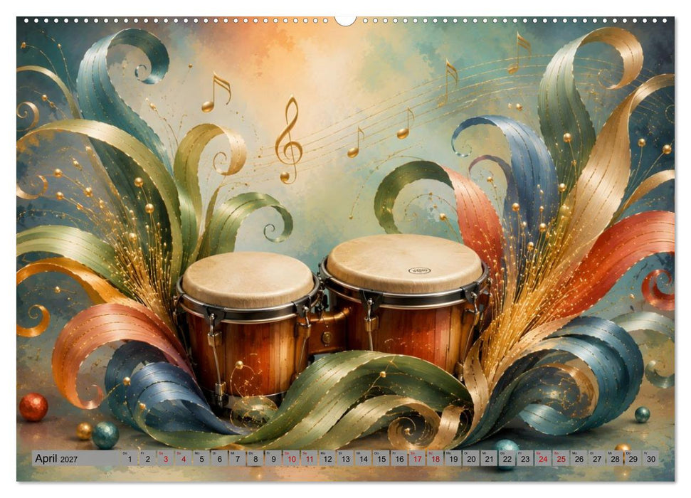 Musikblüten - 12 Monate voller Klang und Blütenkunst (CALVENDO Premium Wandkalender 2027)