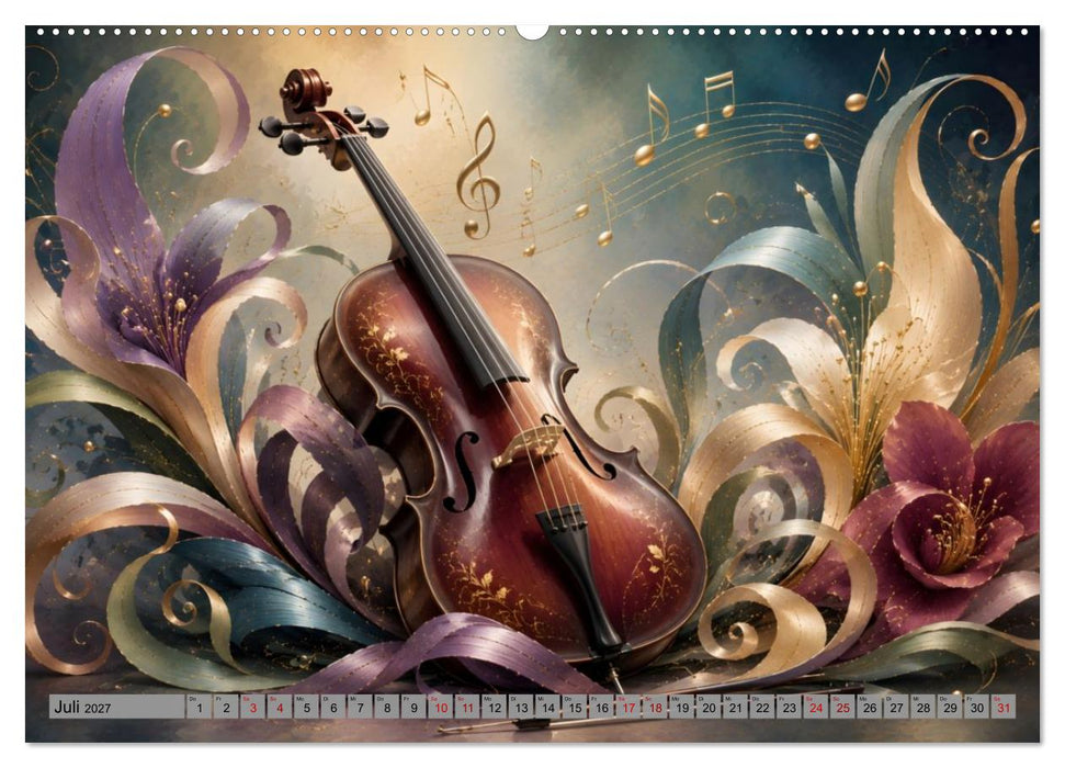 Musikblüten - 12 Monate voller Klang und Blütenkunst (CALVENDO Premium Wandkalender 2027)