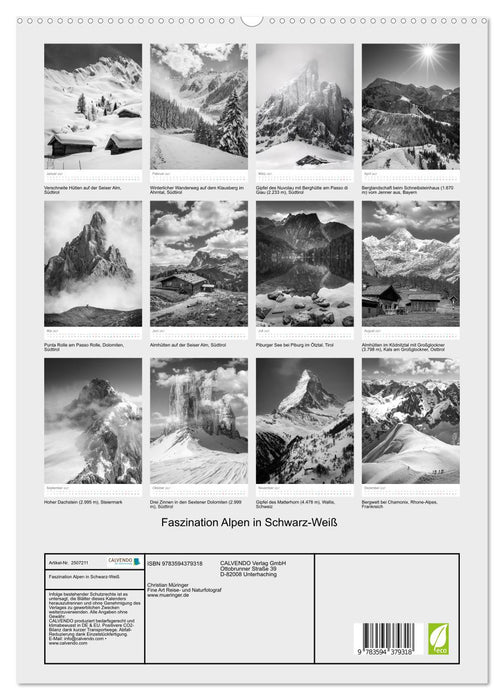 Faszination Alpen in Schwarz-Weiß (CALVENDO Premium Wandkalender 2027)