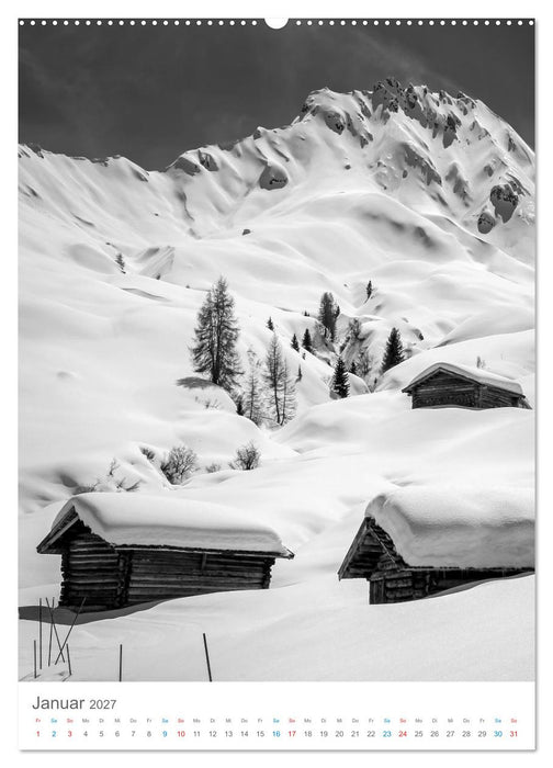 Faszination Alpen in Schwarz-Weiß (CALVENDO Premium Wandkalender 2027)