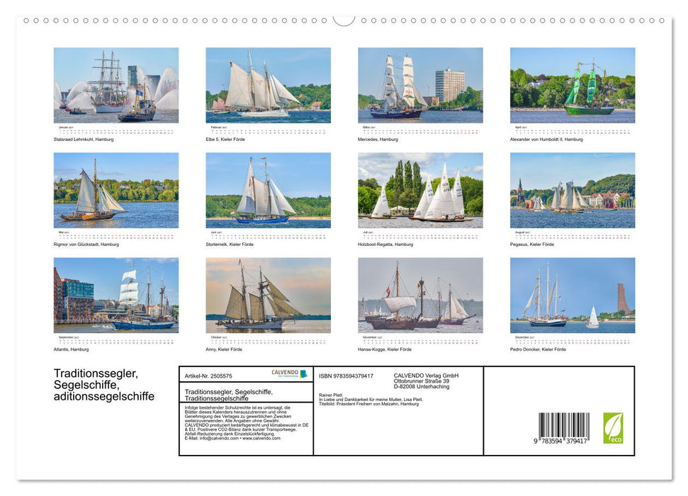 Traditionssegler, Segelschiffe, Traditionssegelschiffe (CALVENDO Premium Wandkalender 2027)