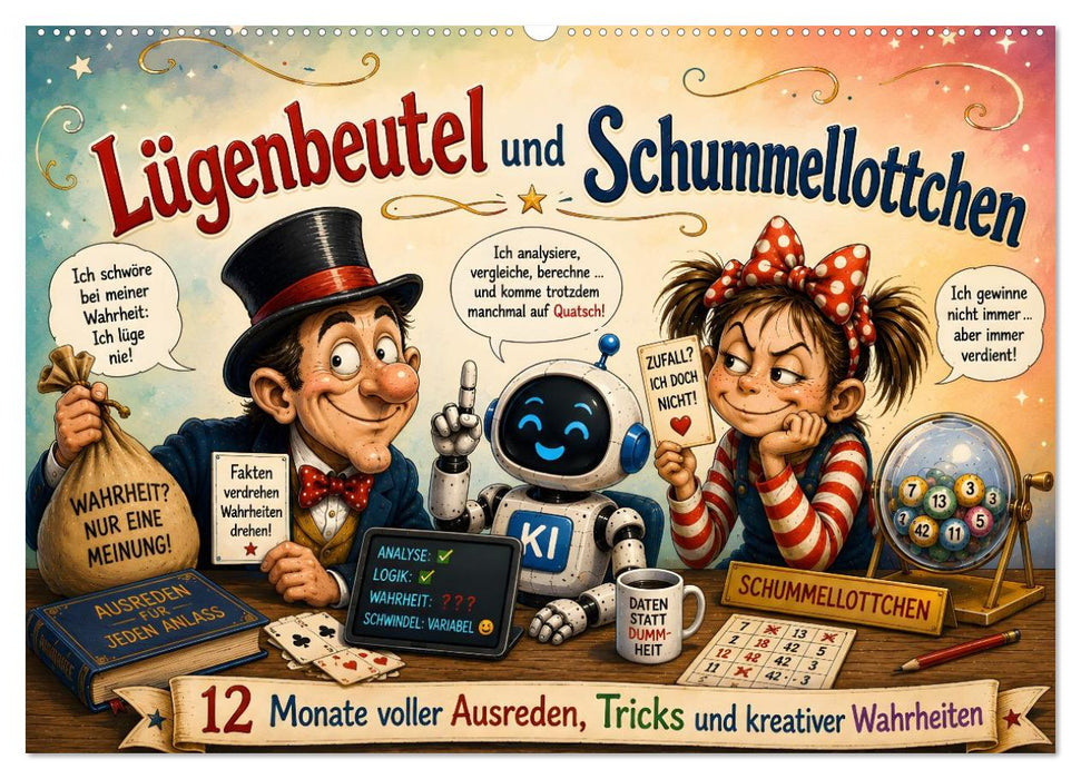 Lügenbeutel und Schummellottchen - 12 Monate voller Ausreden, Tricks und kreativer Wahrheiten (CALVENDO Wandkalender 2027)