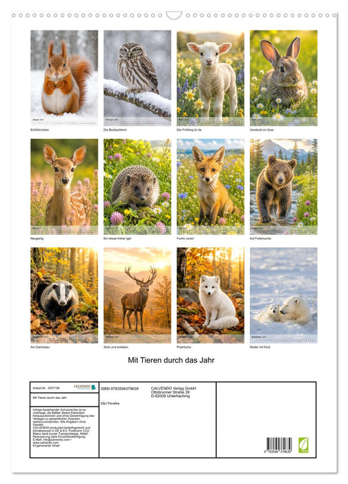 Mit Tieren durch das Jahr (CALVENDO Wandkalender 2027)