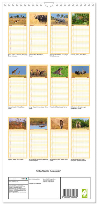 Afrika Wildlife-Fotografien (CALVENDO Familienplaner 2027)