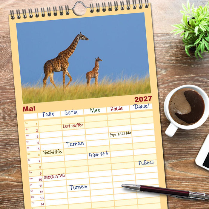 Afrika Wildlife-Fotografien (CALVENDO Familienplaner 2027)