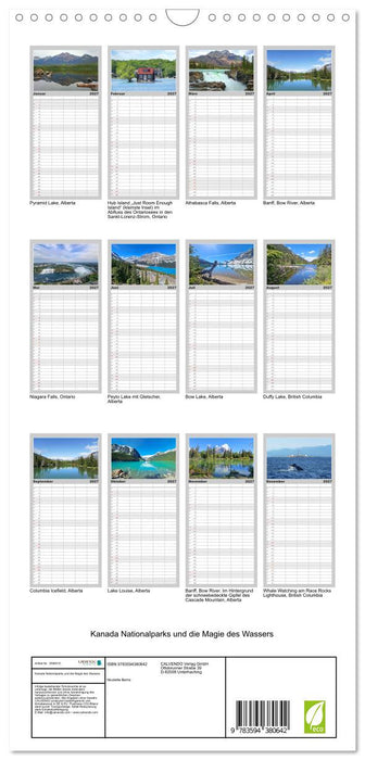 Kanada Nationalparks und die Magie des Wassers (CALVENDO Familienplaner 2027)