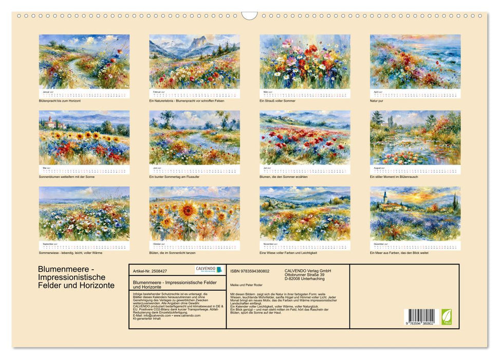 Blumenmeere - Impressionistische Felder und Horizonte (CALVENDO Wandkalender 2027)