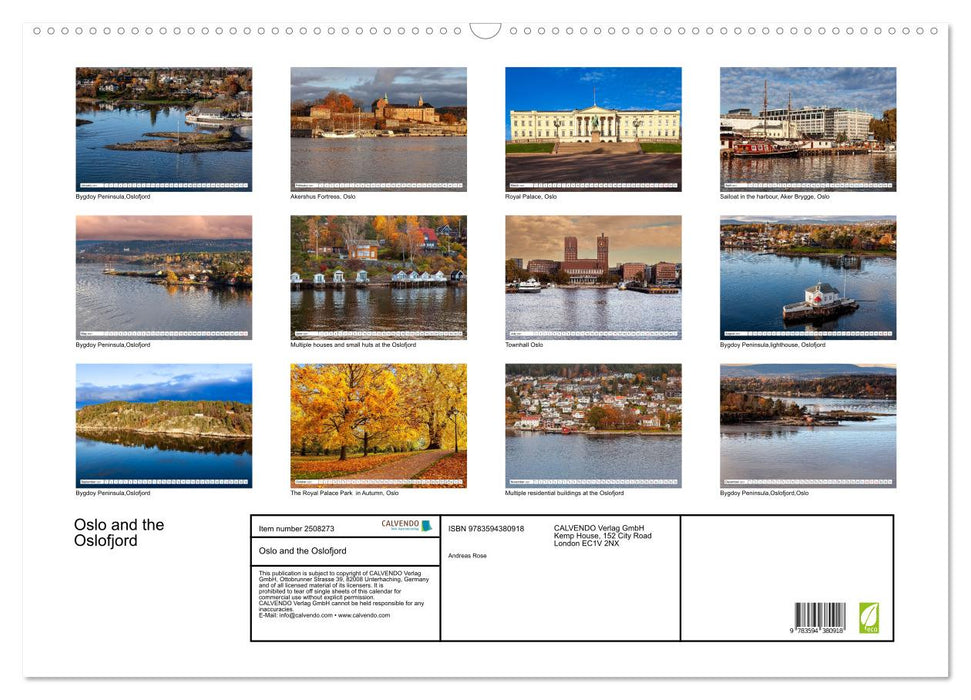 Oslo and the Oslofjord (CALVENDO Monthly Calendar 2027)