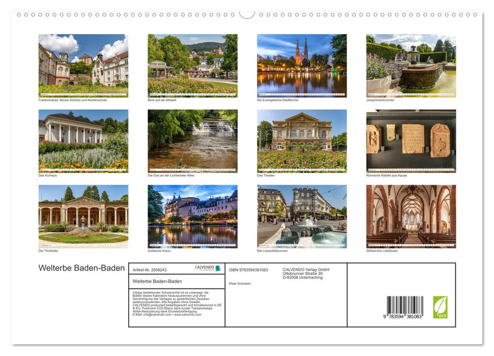 Welterbe Baden-Baden (CALVENDO Premium Wandkalender 2027)