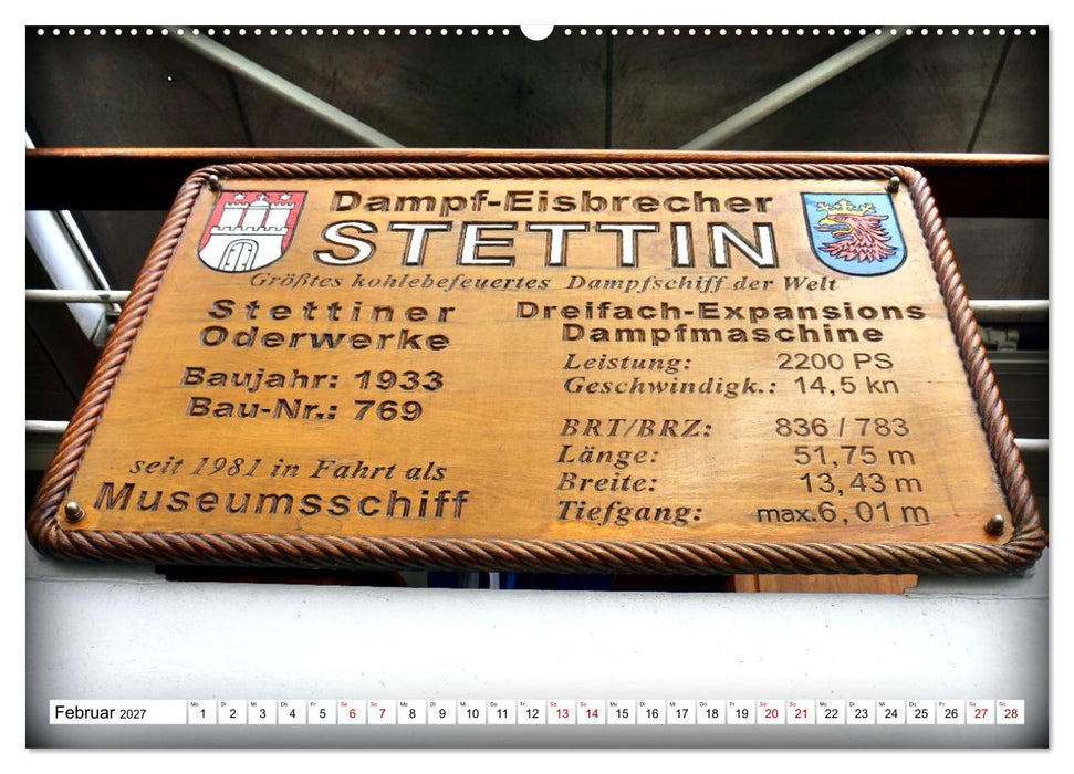 Unter Dampf auf der Elbe - Dampf-Eisbrecher Stettin (CALVENDO Wandkalender 2027)