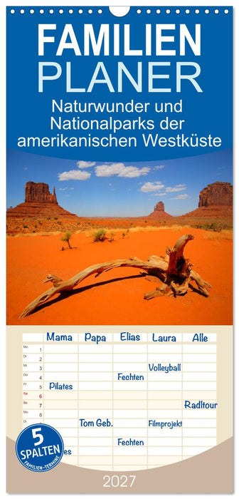 Naturwunder und Nationalparks der amerikanischen Westküste (CALVENDO Familienplaner 2027)