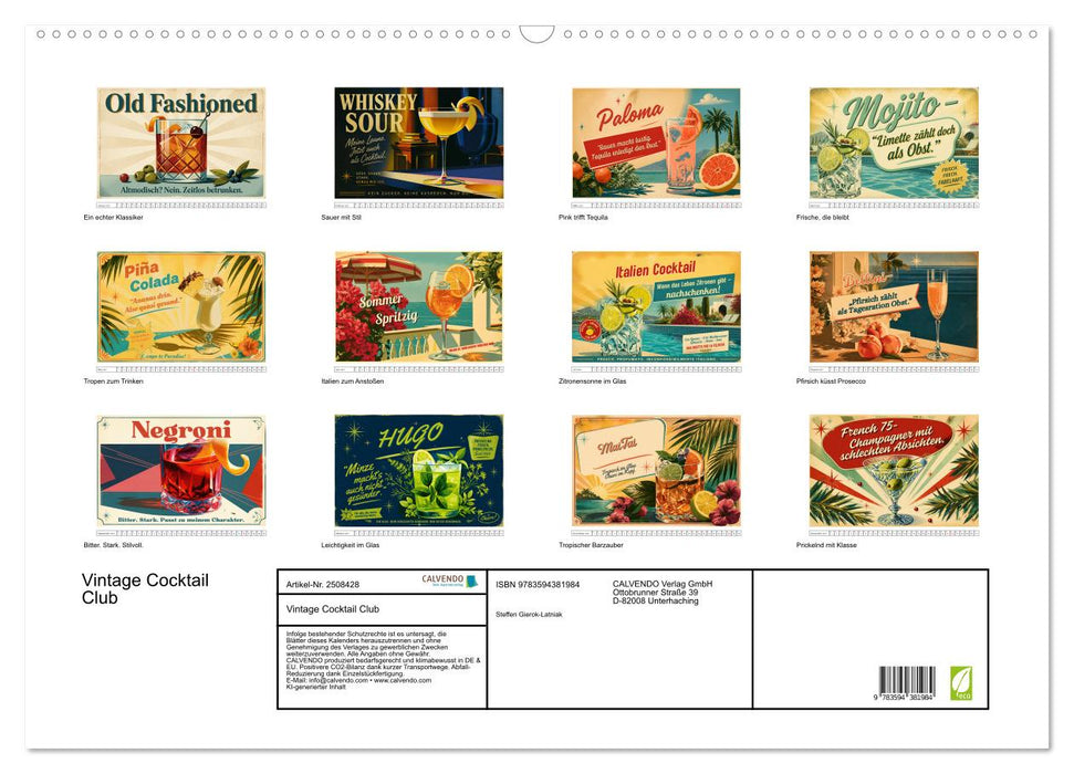Vintage Cocktail Club (CALVENDO Wandkalender 2027)