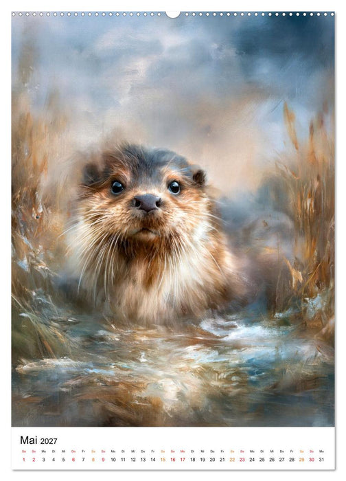 Fell und Feder - Tierporträts in sanften Farben (CALVENDO Premium Wandkalender 2027)