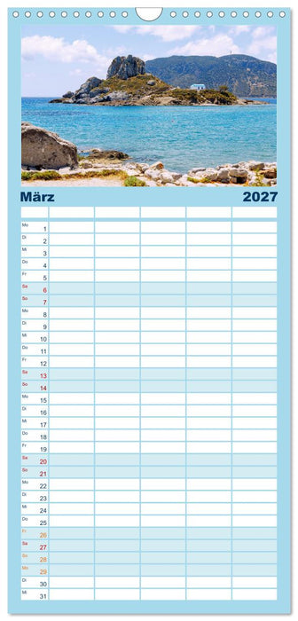 Griechische Insel Kos. Sommerstimmung in den Farben der Ägäis (CALVENDO Familienplaner 2027)