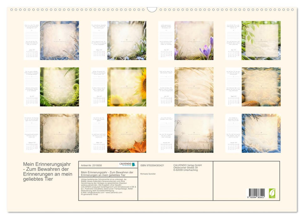 Mein Erinnerungsjahr - Zum Bewahren der Erinnerungen an mein geliebtes Tier (CALVENDO Wandkalender 2027)