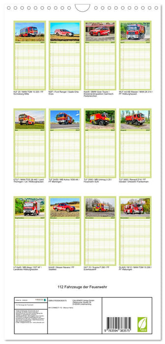 112 Fahrzeuge der Feuerwehr (CALVENDO Familienplaner 2027)