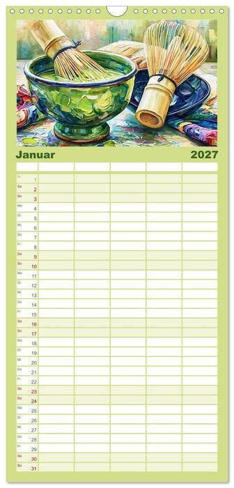 Cozy Matcha. Dein Guide für grünen Genuss (CALVENDO Familienplaner 2027)