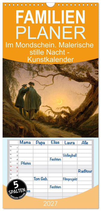 Im Mondschein. Malerische stille Nacht - Kunstkalender (CALVENDO Familienplaner 2027)