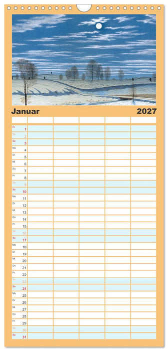 Im Mondschein. Malerische stille Nacht - Kunstkalender (CALVENDO Familienplaner 2027)
