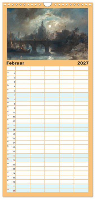 Im Mondschein. Malerische stille Nacht - Kunstkalender (CALVENDO Familienplaner 2027)