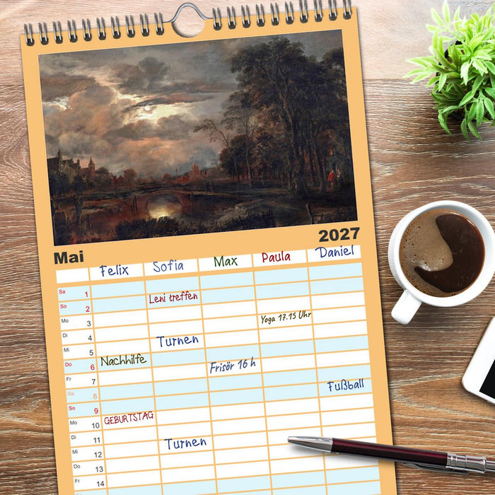 Im Mondschein. Malerische stille Nacht - Kunstkalender (CALVENDO Familienplaner 2027)