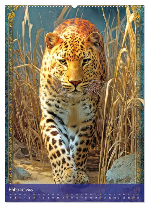 Kraftvolle Tierportraits - Illustrationen (CALVENDO Premium Wandkalender 2027)