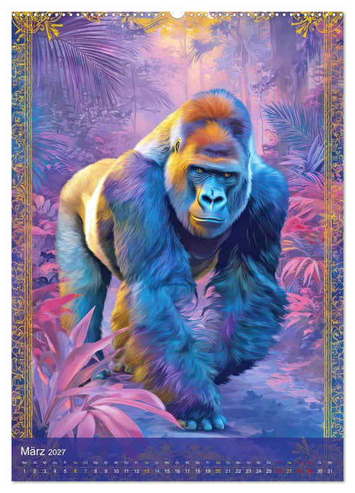 Kraftvolle Tierportraits - Illustrationen (CALVENDO Premium Wandkalender 2027)