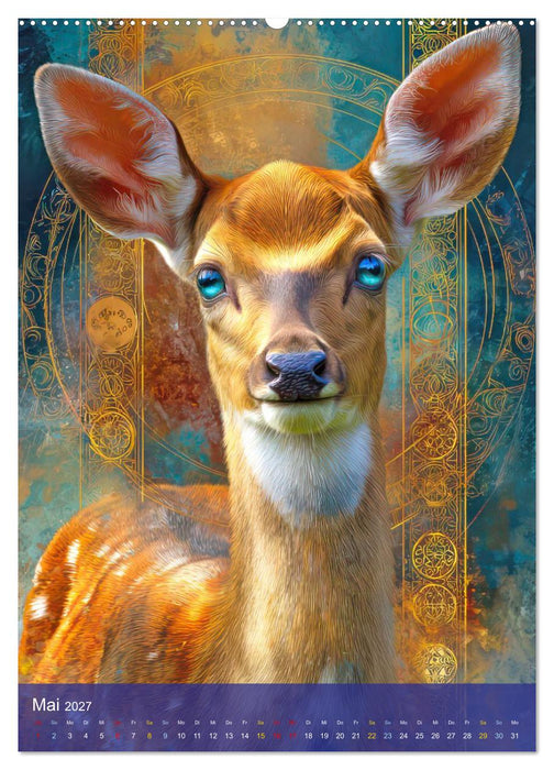 Kraftvolle Tierportraits - Illustrationen (CALVENDO Premium Wandkalender 2027)