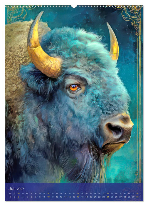 Kraftvolle Tierportraits - Illustrationen (CALVENDO Premium Wandkalender 2027)