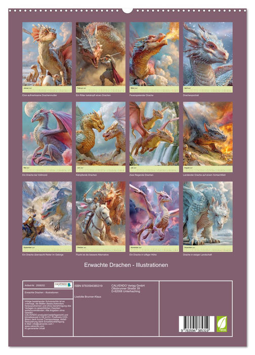 Erwachte Drachen - Illustrationen (CALVENDO Premium Wandkalender 2027)