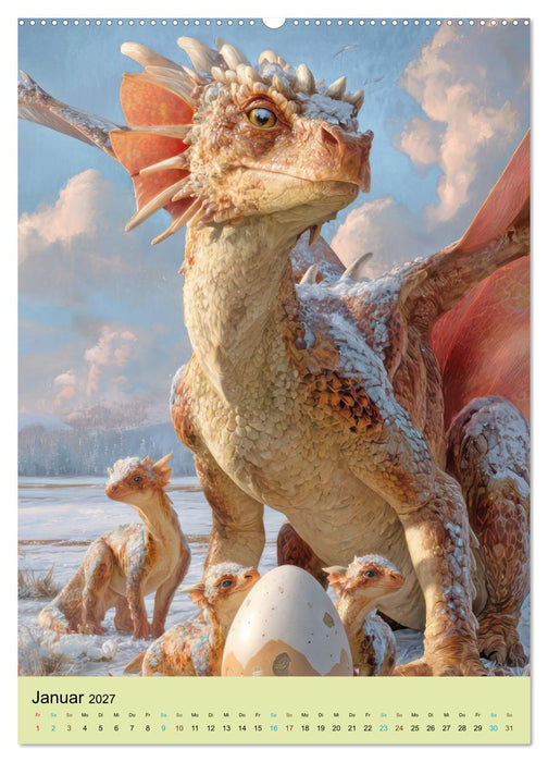 Erwachte Drachen - Illustrationen (CALVENDO Premium Wandkalender 2027)