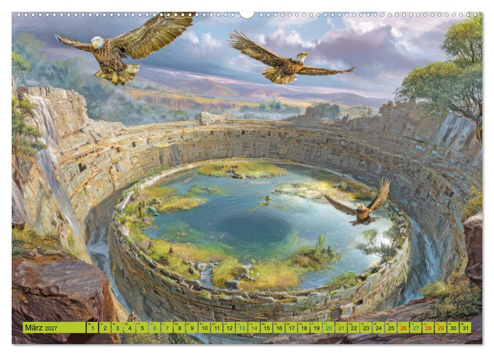 Mystische Oroboros und Steinbauten - Fantasiemotive (CALVENDO Wandkalender 2027)