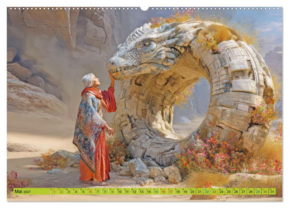 Mystische Oroboros und Steinbauten - Fantasiemotive (CALVENDO Wandkalender 2027)