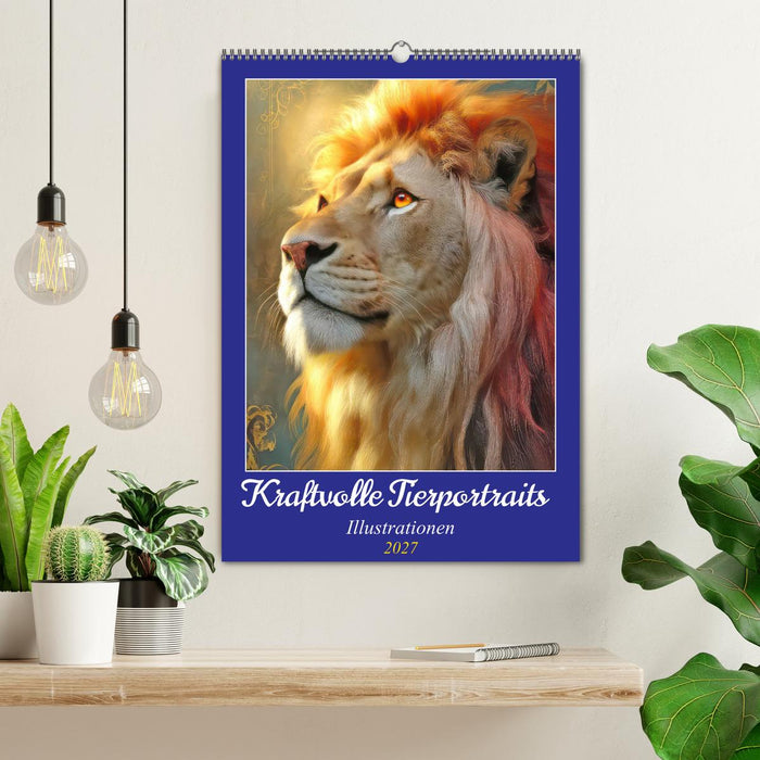 Kraftvolle Tierportraits - Illustrationen (CALVENDO Wandkalender 2027)