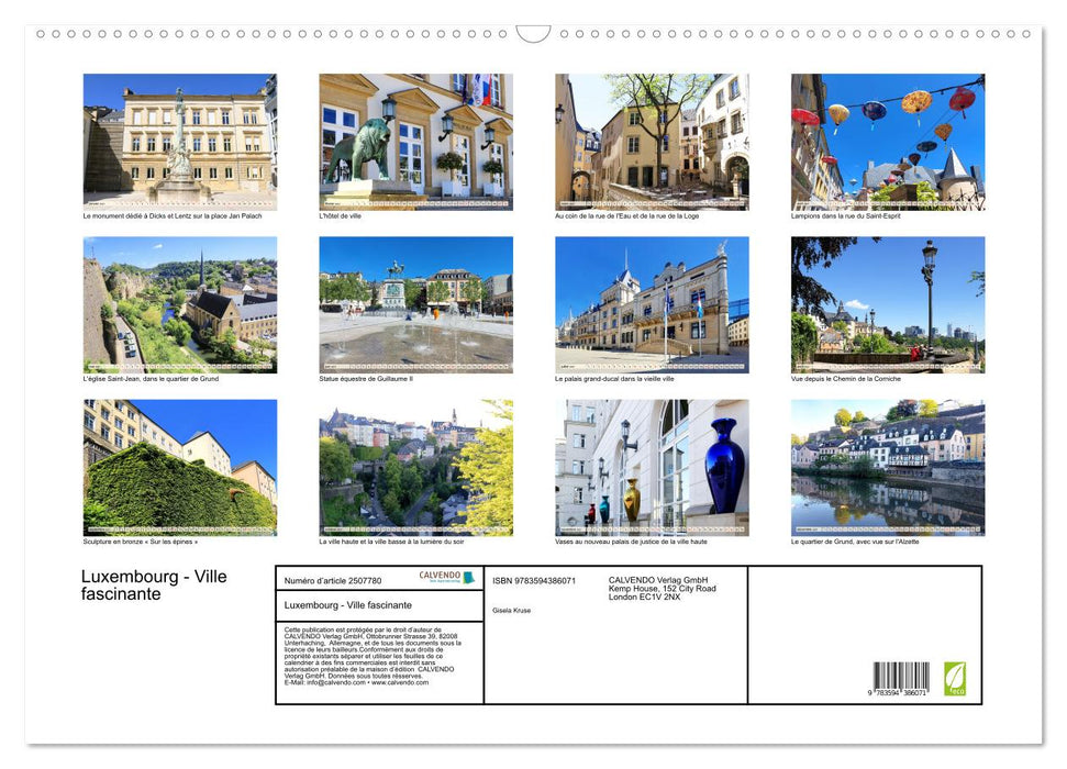 Luxembourg - Ville fascinante (CALVENDO Calendrier mensuel 2027)