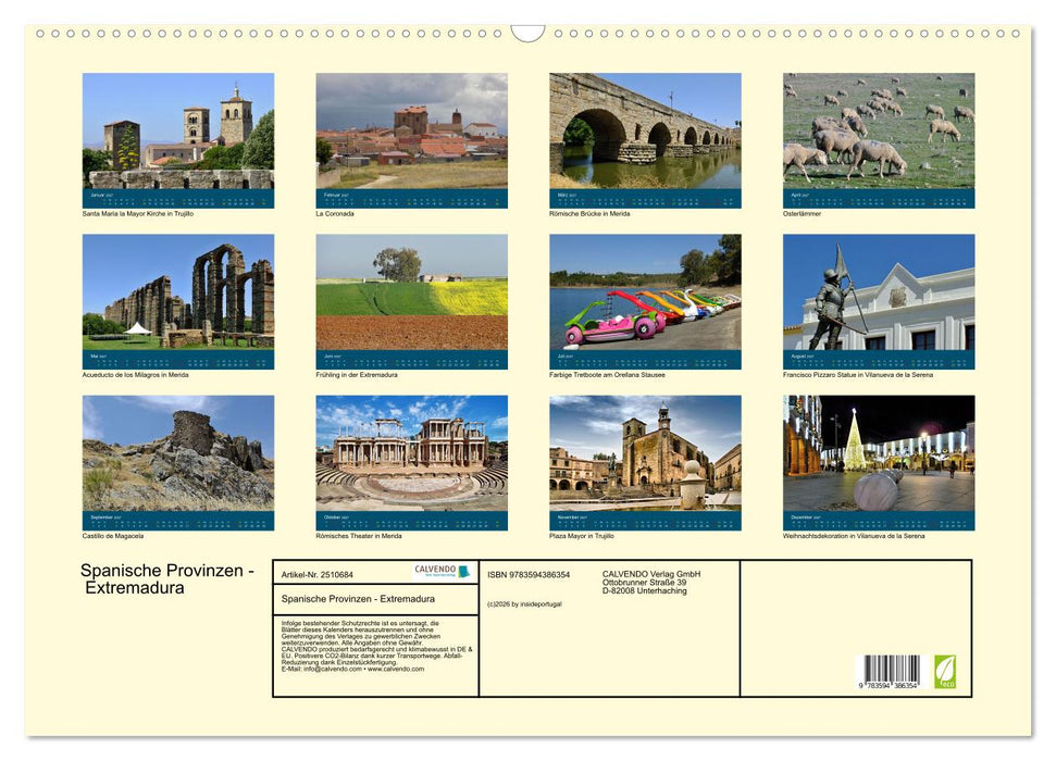 Spanische Provinzen - Extremadura (CALVENDO Wandkalender 2027)
