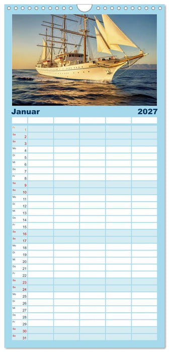 Angelehnt an Segelkreuzfahrtschiffe (CALVENDO Familienplaner 2027)
